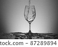 Water poured vigorously into a wine glass 87289894