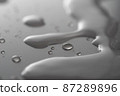 Water droplets on an acrylic board 87289896