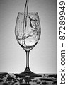 Water poured vigorously into a wine glass 87289949