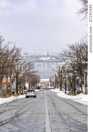 Winter Hachimanzaka and Hakodate Port, Hakodate City, Hokkaido 87291485