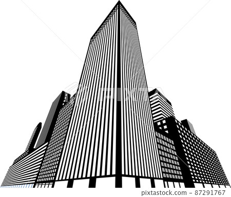 Towering metropolitan buildings monotone 87291767