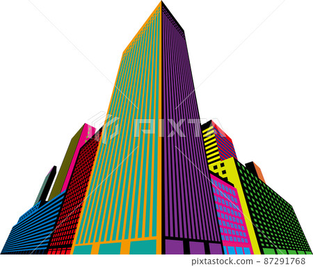 Towering colorful buildings in the big city - Stock Illustration ...