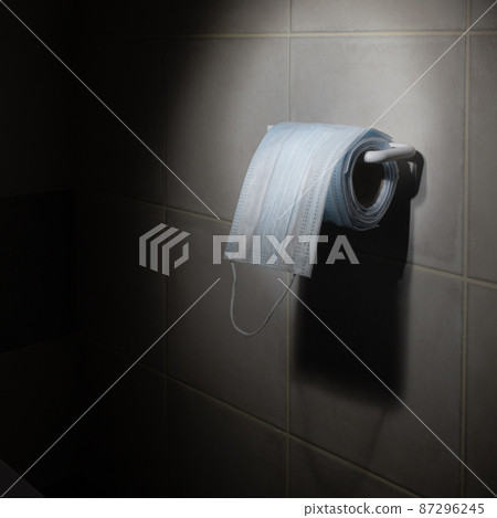 The roll of medical masks on the holder 87296245