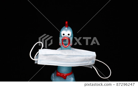 image of rubber chicken mask dark background image of rubber chicken mask dark background 87296247