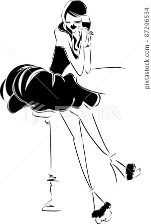 Woman drinking wine at the counter 87296534