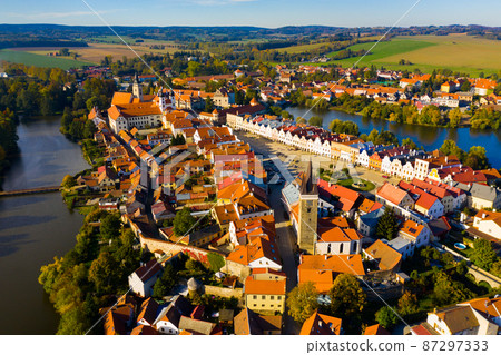 Aerial view of Telc, Czech Republic Aerial view of Telc, Czech Republic 87297333