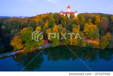 Top view of medieval castle Konopiste Castle. 87297936