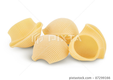 lumaconi pasta isolated on white background with clipping path and full depth of field lumaconi pasta isolated on white background with clipping path and full depth of field 87299166