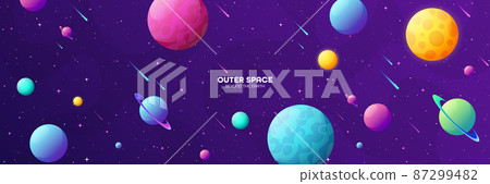 Space futuristic modern colorful background. Night sky. Solar system, galaxy and universe Space futuristic modern colorful background. Night sky. Solar system, galaxy and universe 87299482