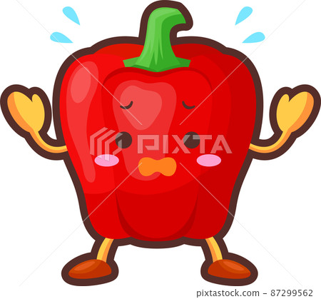一個不耐煩的可愛紅色辣椒粉角色的插圖 87299562