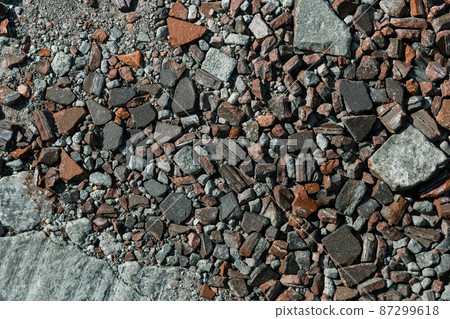 Debris, dismantling, texture, fragments, reddish brown, debris, rubble Debris, dismantling, texture, fragments, reddish brown, debris, rubble 87299618