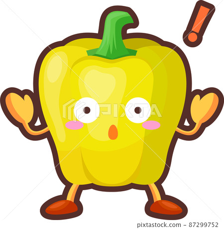 一個驚訝可愛的黃色辣椒粉字符的插圖 一個驚訝可愛的黃色辣椒粉字符的插圖 87299752