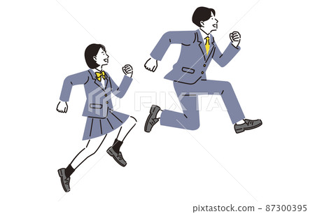 Men and women of high school students jumping toward the top of the character Men and women of high school students jumping toward the top of the character 87300395