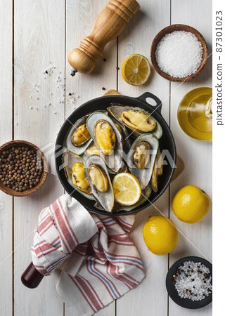 flat lay delicious seafood composition 2 flat lay delicious seafood composition 2 87301023