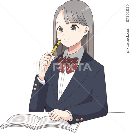 學習西裝外套絲帶的女學生 學習西裝外套絲帶的女學生 87301039