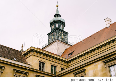 Munich Residence tower with a clock on the facade Munich Residence tower with a clock on the facade 87301218