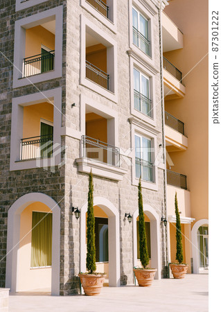 Luxurious house with a stone facade and terraces. Lustica Bay, Montenegro Luxurious house with a stone facade and terraces. Lustica Bay, Montenegro 87301222