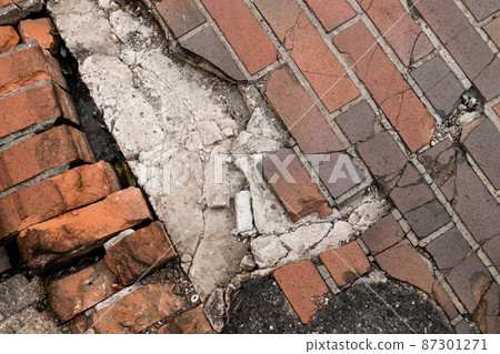 Texture cracks Earthquake disaster brick Road cracks 87301271