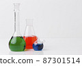 front view science elements with chemicals arrangement with copy space 87301514