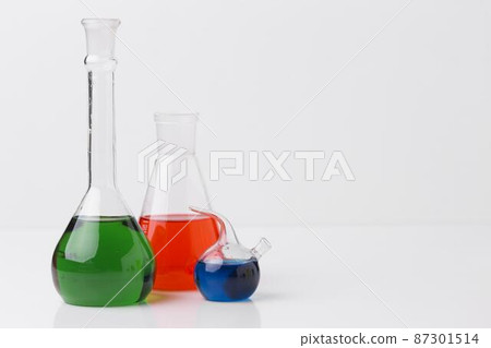 front view science elements with chemicals arrangement with copy space front view science elements with chemicals arrangement with copy space 87301514