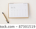 flat lay planner calendar pen 87301519