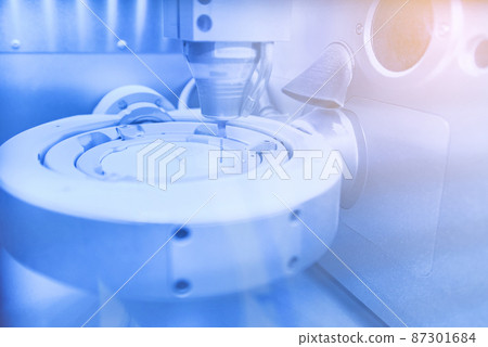 Cad cam milling machine in dental laboratory. Production of high esthetic dental crowns and dentures. 87301684