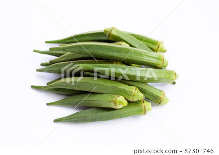 Fresh okra on white background. Fresh okra on white background. 87301746