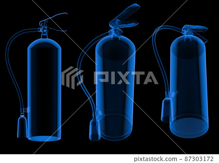 Group of fire extinguishers x-ray Group of fire extinguishers x-ray 87303172