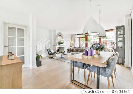 Luxury and beautiful dining room interior design Luxury and beautiful dining room interior design 87303355