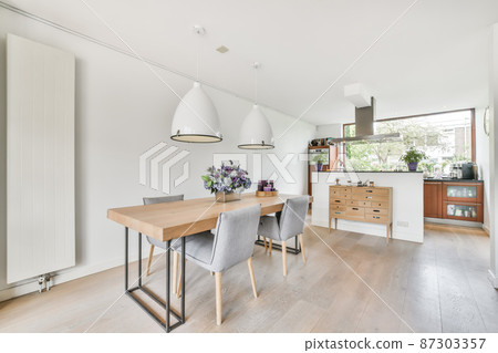 Luxury and beautiful dining room interior design 87303357