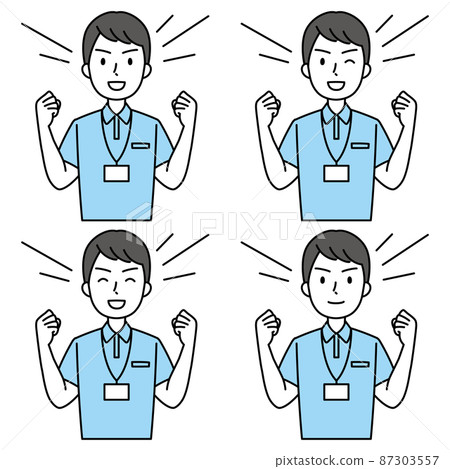 Young man in a polo shirt with a guts pose (simple) Young man in a polo shirt with a guts pose (simple) 87303557