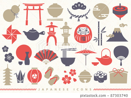 Simple Japanese symbol icon set 87303740