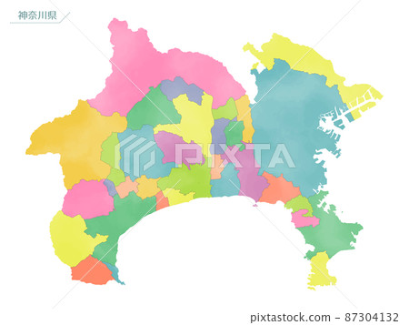 彩色水彩地圖神奈川縣 87304132