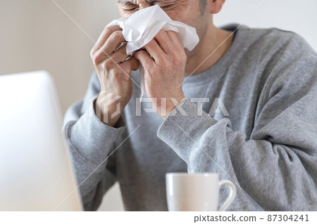 花粉症的男人 辛辣的花粉症圖像 87304241