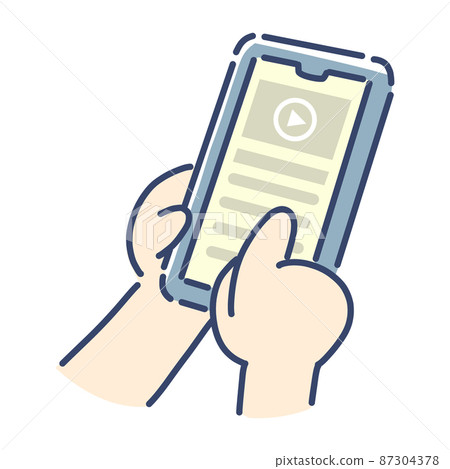 Hands operating a smartphone Image of watching a video Hands operating a smartphone Image of watching a video 87304378