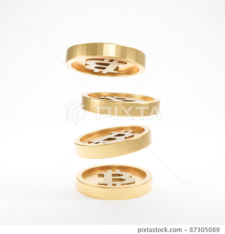 Coin bitcoin falling on a white background. 3d rendering 87305089
