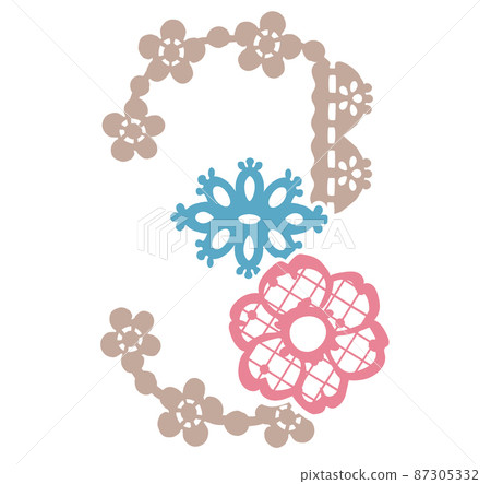 Design numbers inspired by antique lace. "3". vector. 87305332
