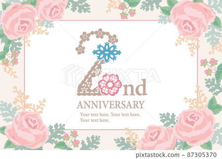 2nd anniversary design material. Design letters and flower frame with the image of lace. vector. 2nd anniversary design material. Design letters and flower frame with the image of lace. vector. 87305370