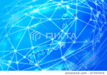 Japan Map Internet Security Blue Illustration Background Material 87305858