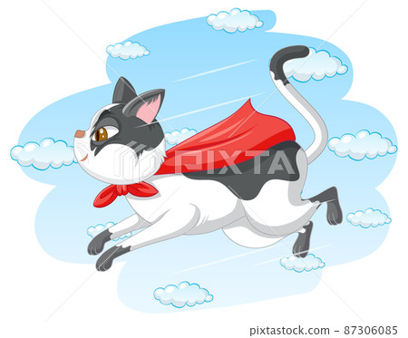 Cute cat flying in the sky 87306085