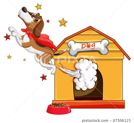 A puppy outside the doghouse 87306125