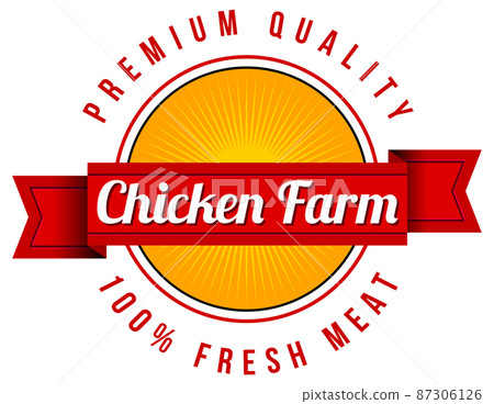 Chicken Farm banner with premium quality 100% fresh meat word logo Chicken Farm banner with premium quality 100% fresh meat word logo 87306126