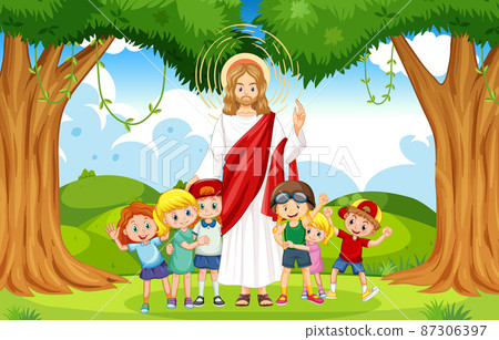 Jesus and children at the park 87306397