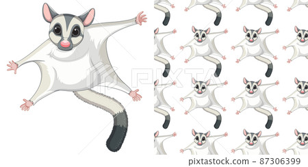 Seamless design of sugar glider  on white background 87306399