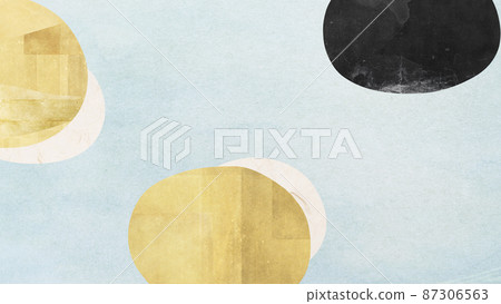 Japanese modern illustration image of a pond with stepping stones in a Japanese garden Japanese modern illustration image of a pond with stepping stones in a Japanese garden 87306563