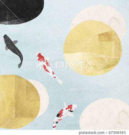 日本現代插圖,鯉魚在日本花園的墊腳石池塘中優雅游動 日本現代插圖,鯉魚在日本花園的墊腳石池塘中優雅游動 87306565