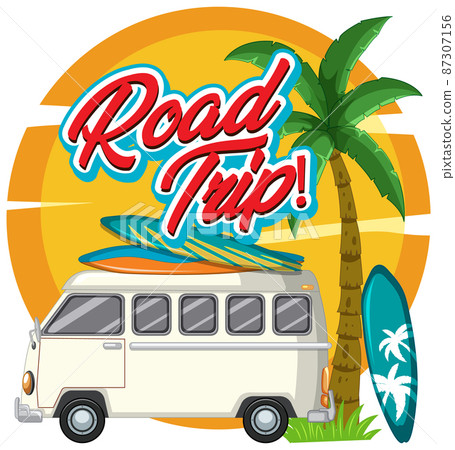 Summer travel vacation logo concept with motorhome 87307156