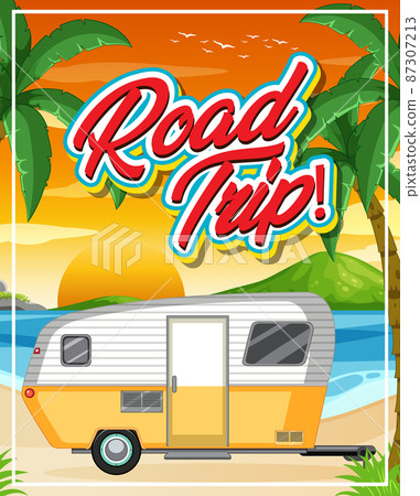 Road trip summer vacation poster concept 87307213