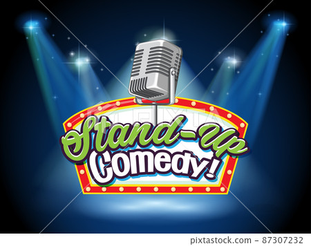 Stand up comedy banner with vintage microphone Stand up comedy banner with vintage microphone 87307232