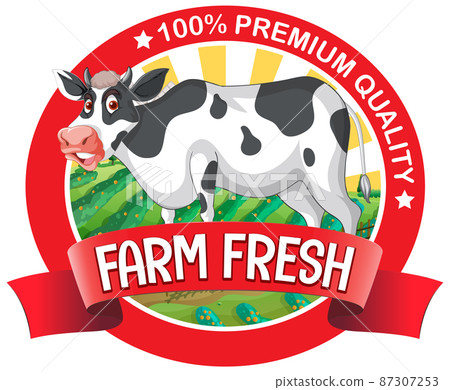 A cow with a Farm fresh label 87307253